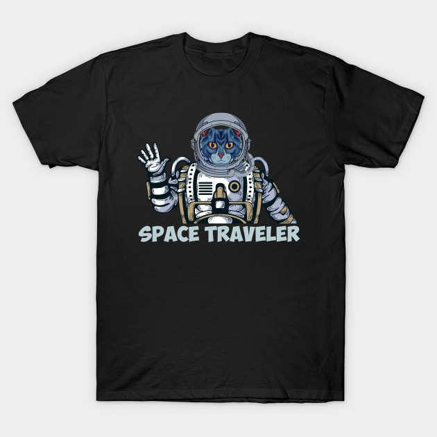 Cat space traveler T-Shirt by D3monic